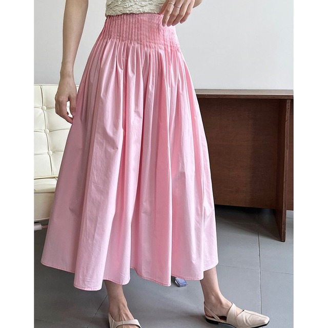 Pleated waist flare skirt A973