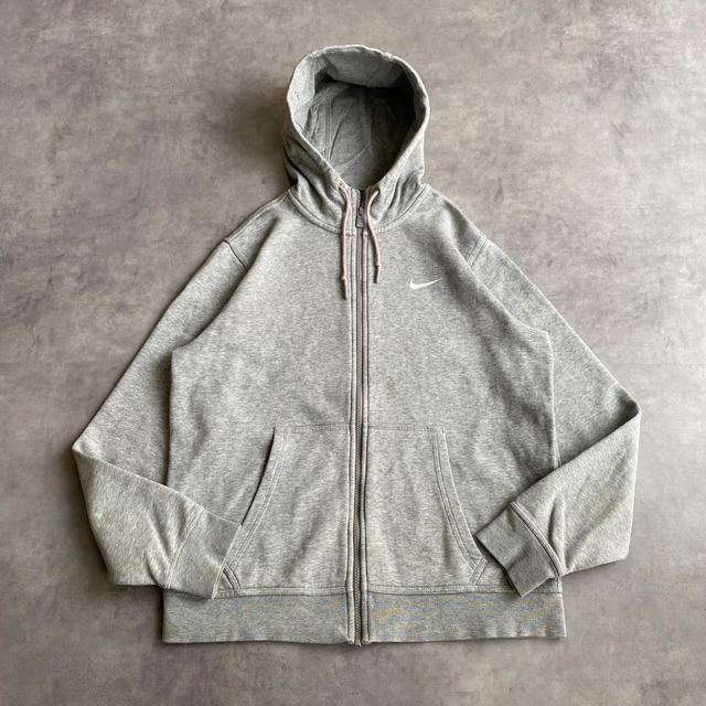 NIKE ナイキ ジップパーカー 古着 刺繍 スウッシュ L グレー 13560