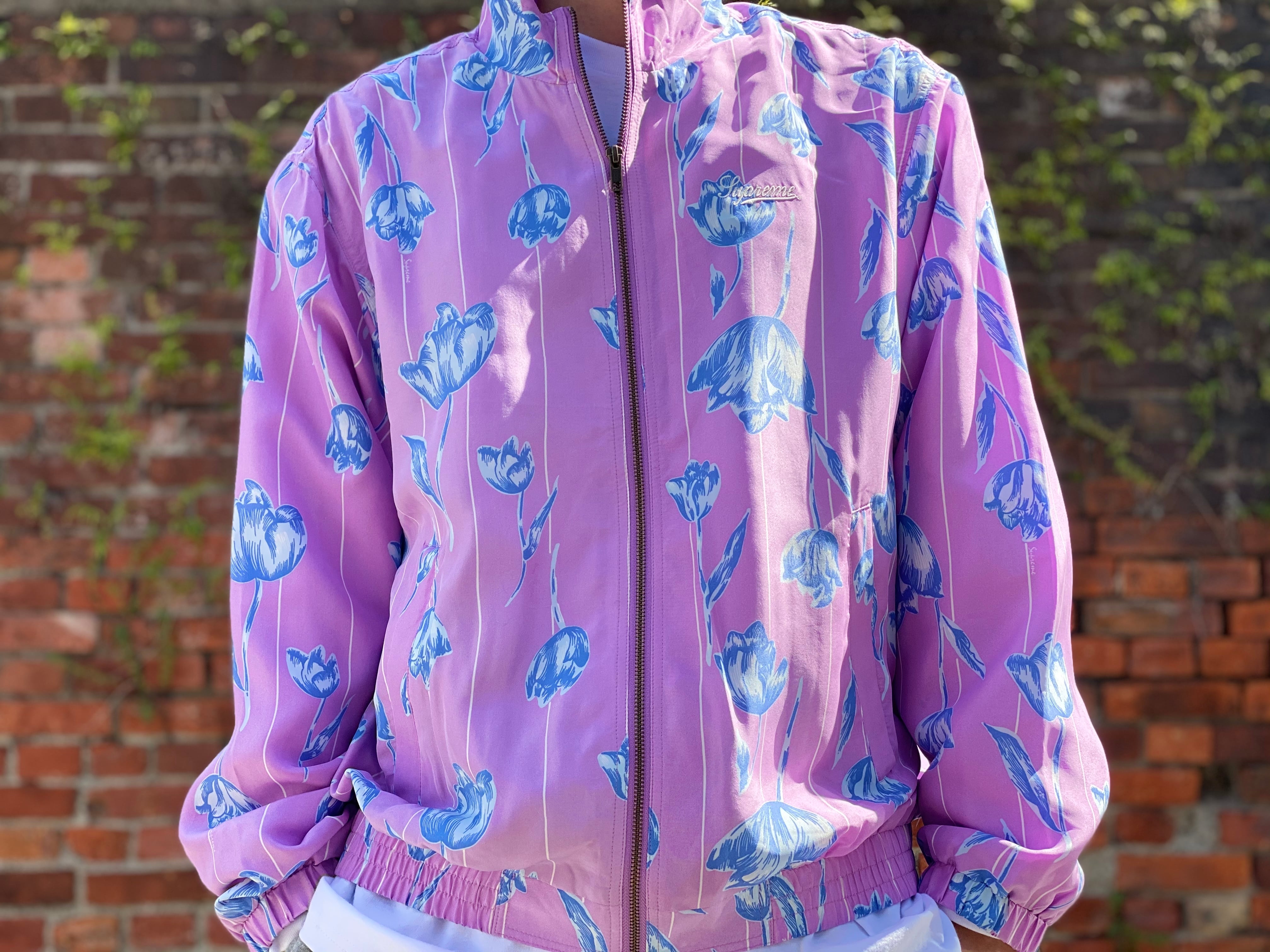 Supreme 19SS FLORAL SILK TRACK JACKET PURPLE LARGE 9084 | BRAND