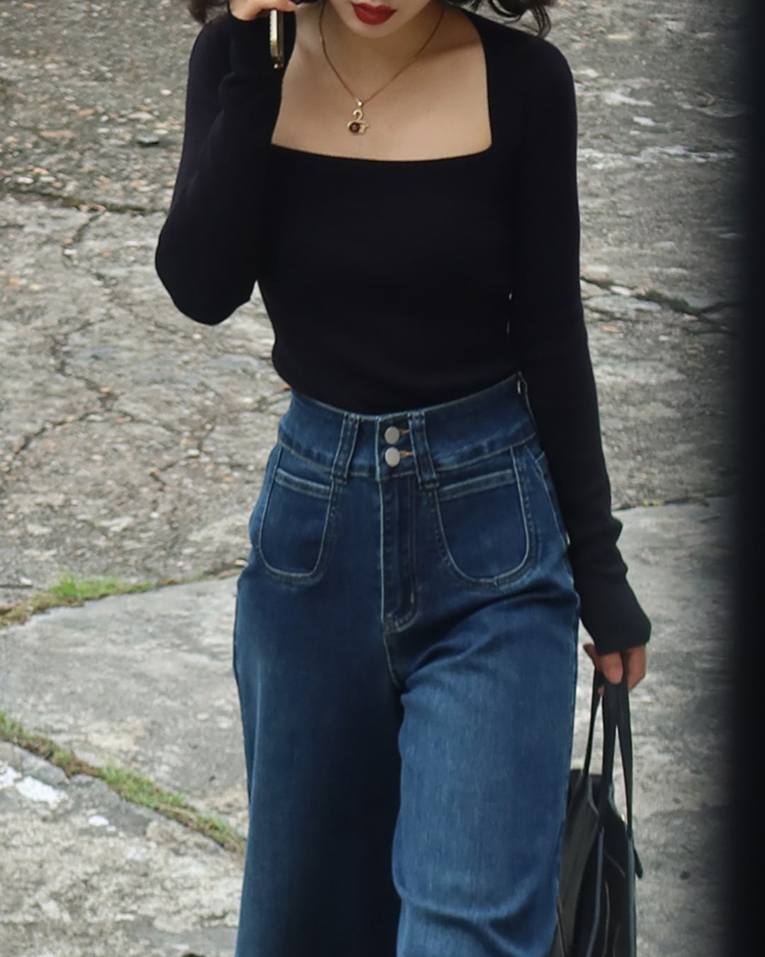 スクエアネックロングスリーブトップス S25435