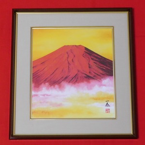 色紙絵(木製額入)-“赤富士”