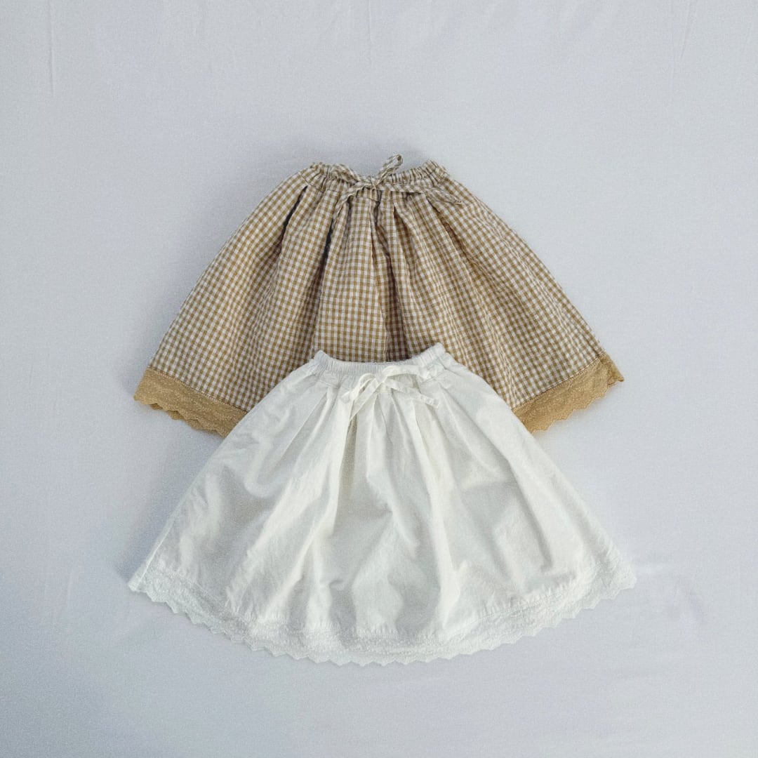 【予約】Smock Pleated Lace Skirt/ aladin kids