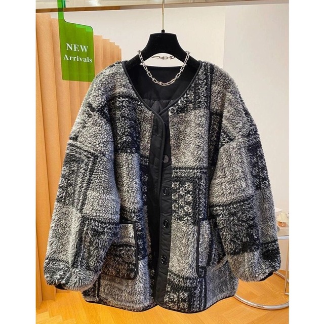 MONOTONE SHERPA COLLARLESS PADDED JACKET 1color M-15020