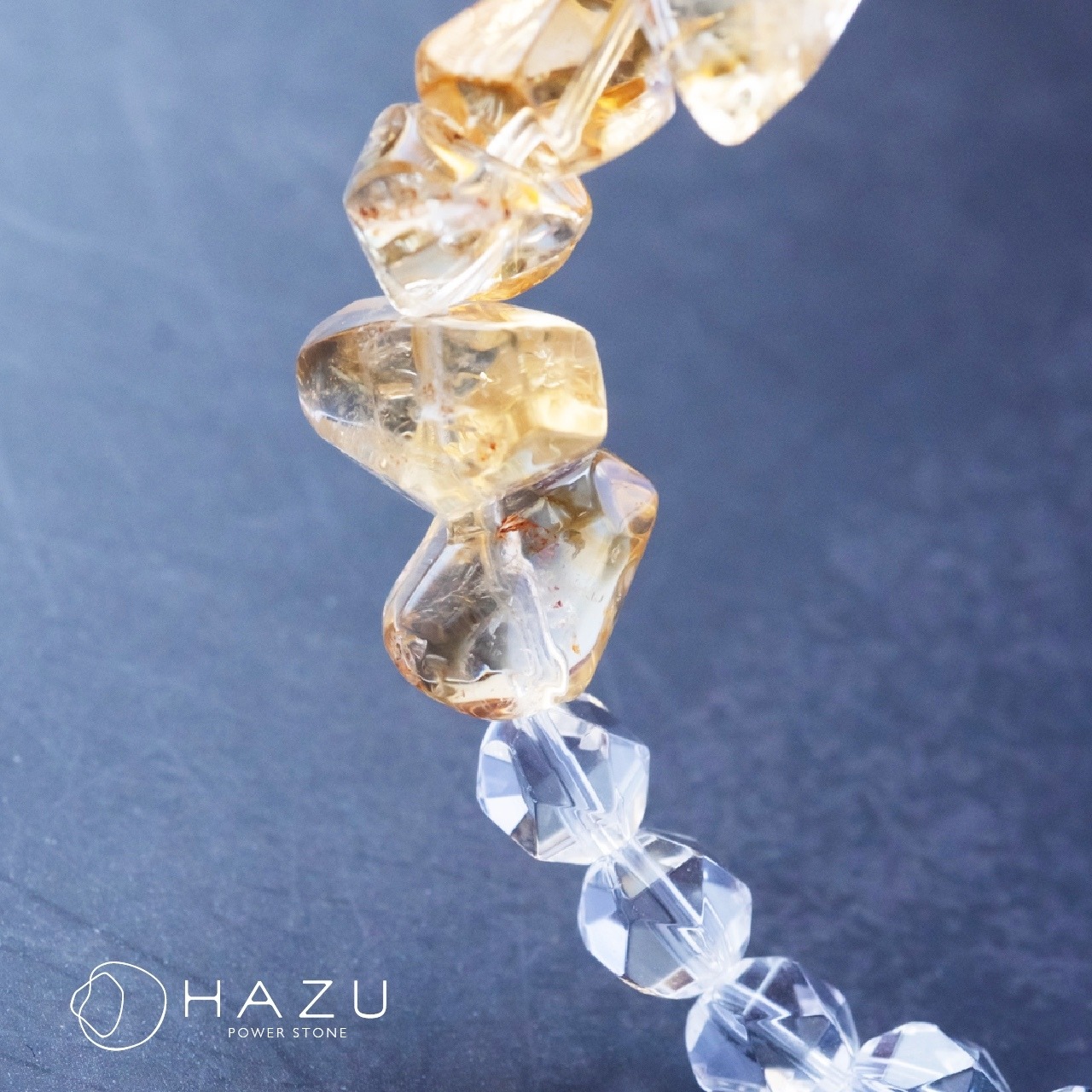 自然と富を呼ぶ大粒の光［クリソコラ／シトリン／水晶］