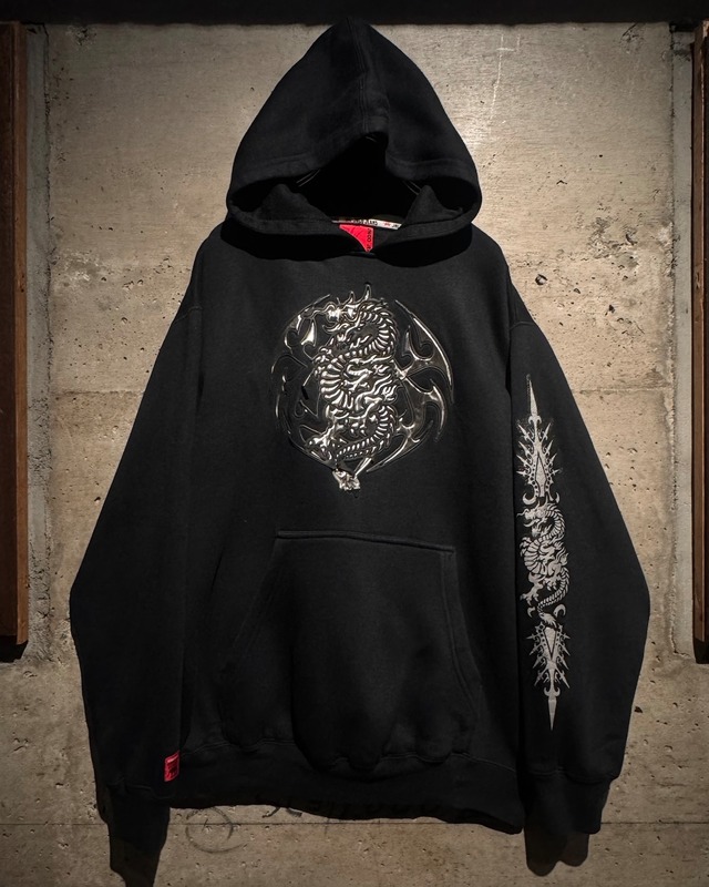 【Caka】“JNCO” Metallic Dragon Patch Vintage Pullover Hoodie