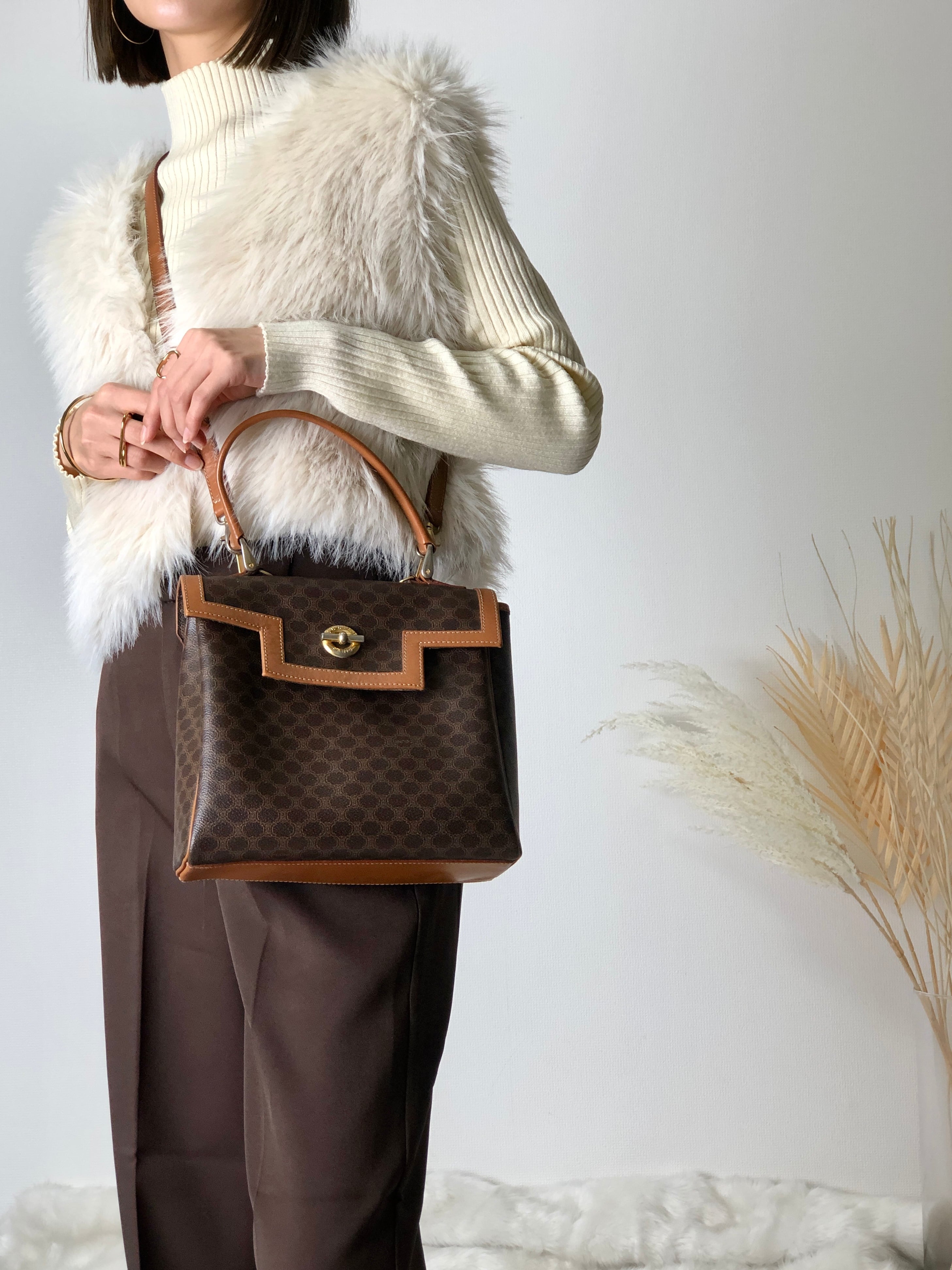 日本直送 名牌中古包 】CELINE セリーヌ マカダム マンテル レザー