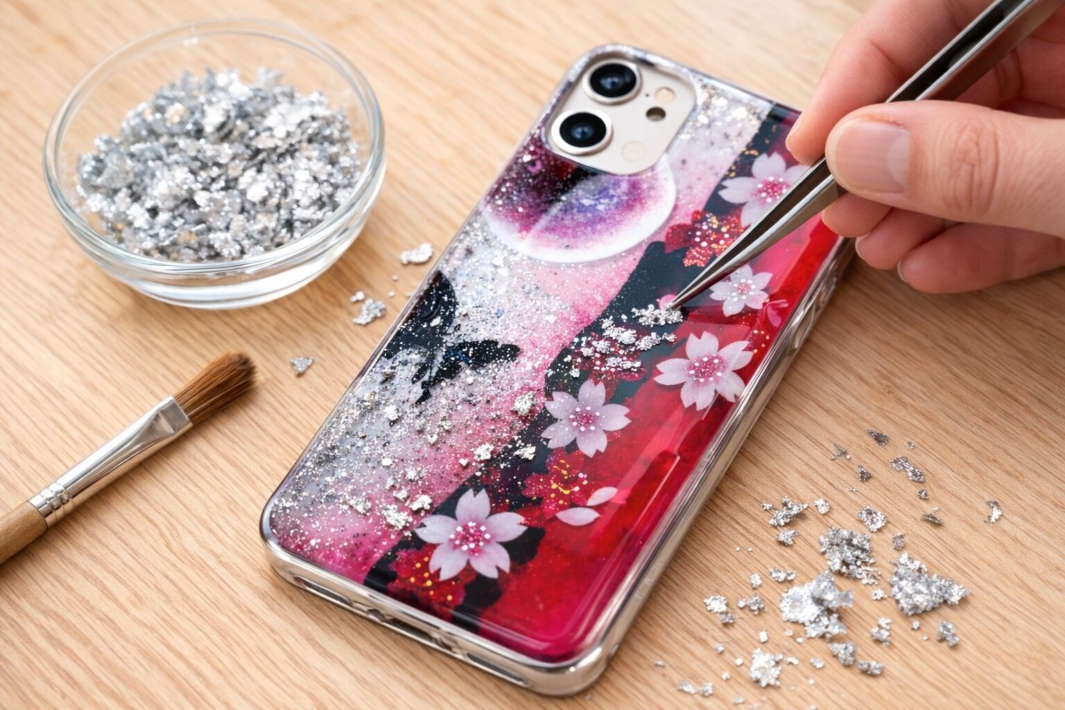 全機種対応】和柄 スマホケース「亜」 名入れ 桜 職人 伝統工芸