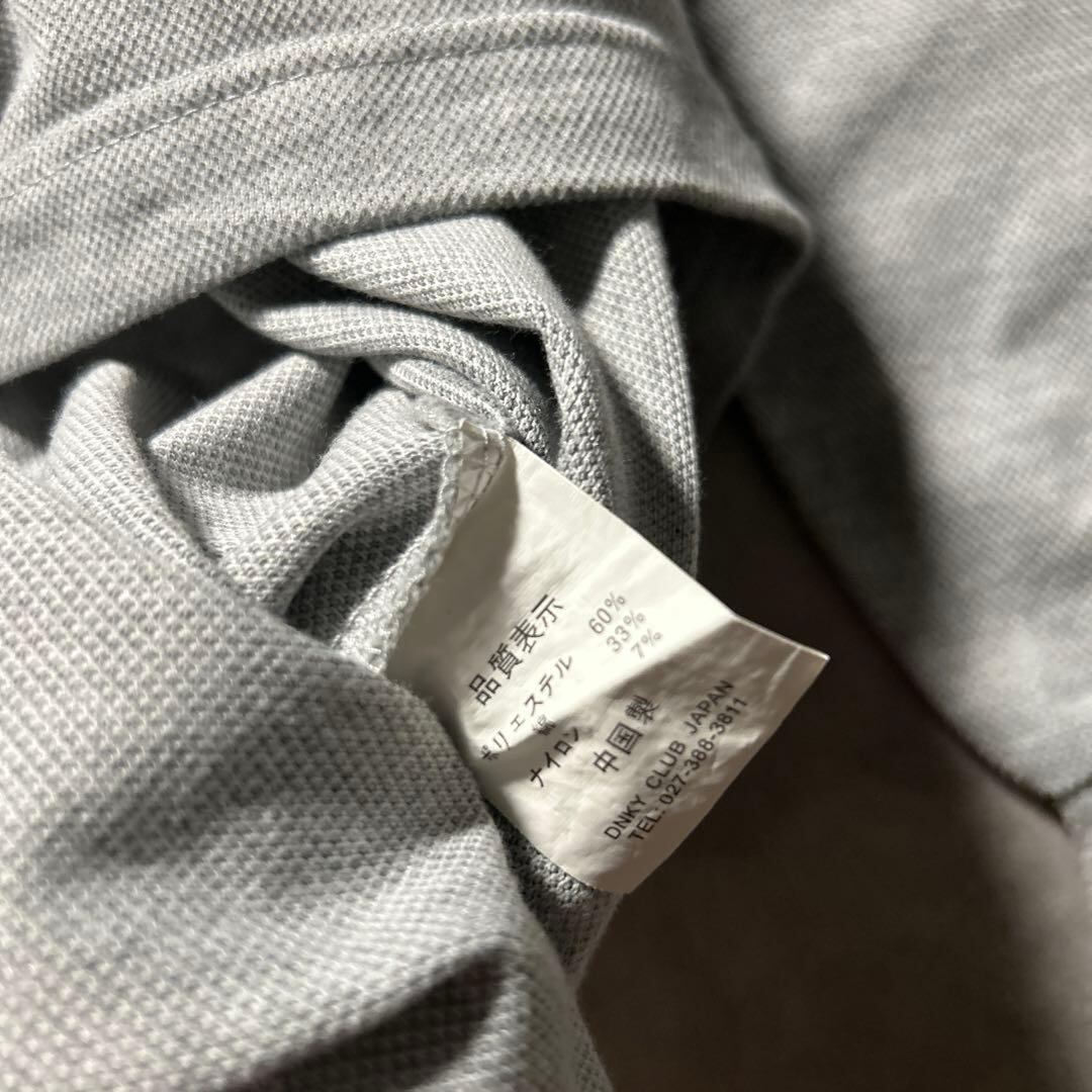 グレー ワンポイントロゴ 刺繍 ヴィンテージ ポロシャツ ゆるだぼ