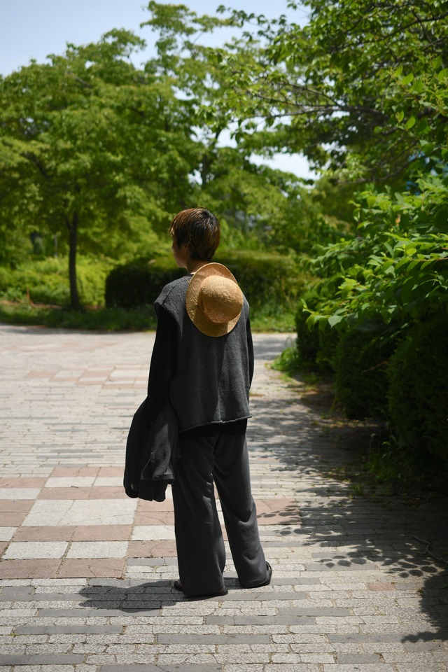 obafer / Exclusive 和紙Lace up vest (Charcoal)