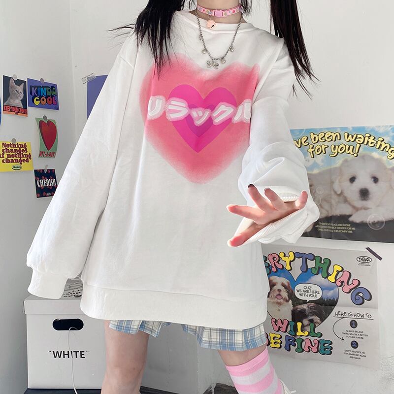 スプリングカジュアルラウンドネックセーター ルーズトップス プリントロング 長袖 春物 Oネック ケッペル42092427430