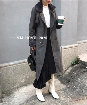 ファー付きロングコート　AJ42441-951