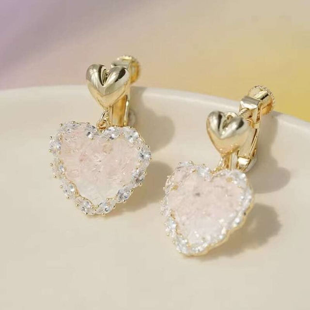 Crystal heart pierce & earrings　M140