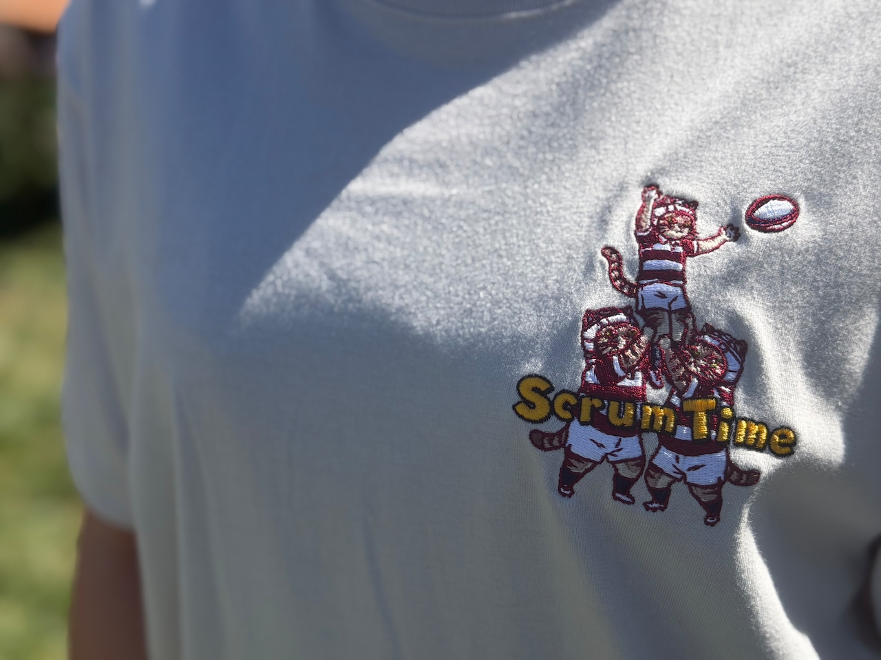 RUGBY CATS LINE OUT 刺繍Tシャツ ライトグレー