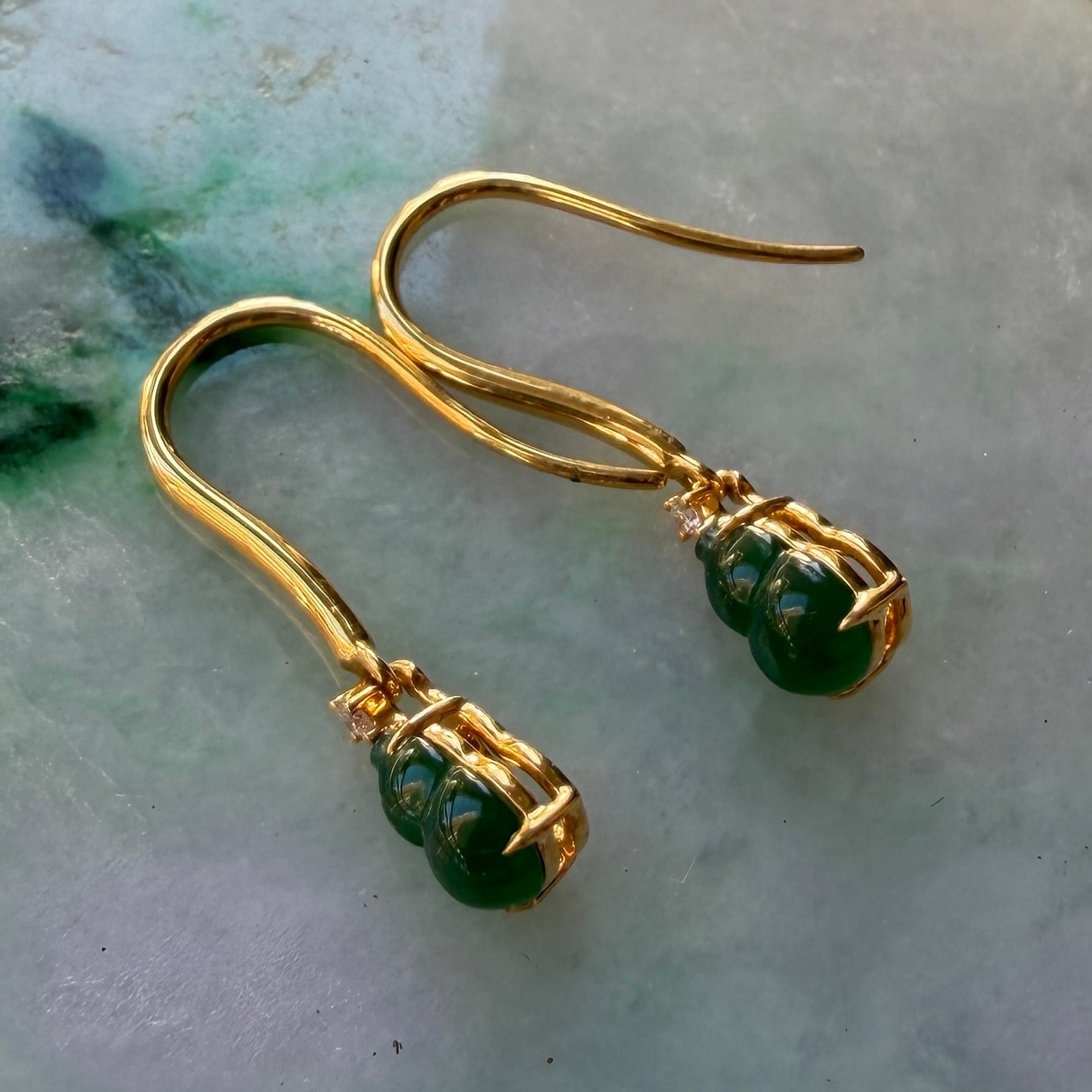 Jade earrings 翡翠ピアス 瓢箪型 RC0089 | Victorian Box