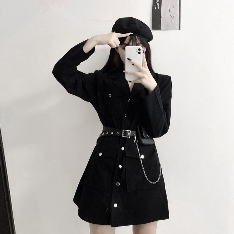 ブラックカラードレス スプリングオーバーオール 春物 スーパーモール87817129242