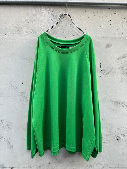 『my beautiful landlet』PARALLELED JERSEY OVERSIZE L/S T-SHIRT / GREEN