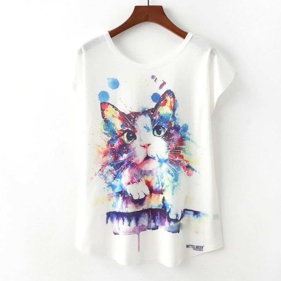 カラフルな水彩タッチの猫tシャツ M L Xlサイズ 即納 百猫堂 Momonekodo カラフルな水彩タッチの猫tシャツ M L Xlサイズ 即納 百猫堂 Momonekodo