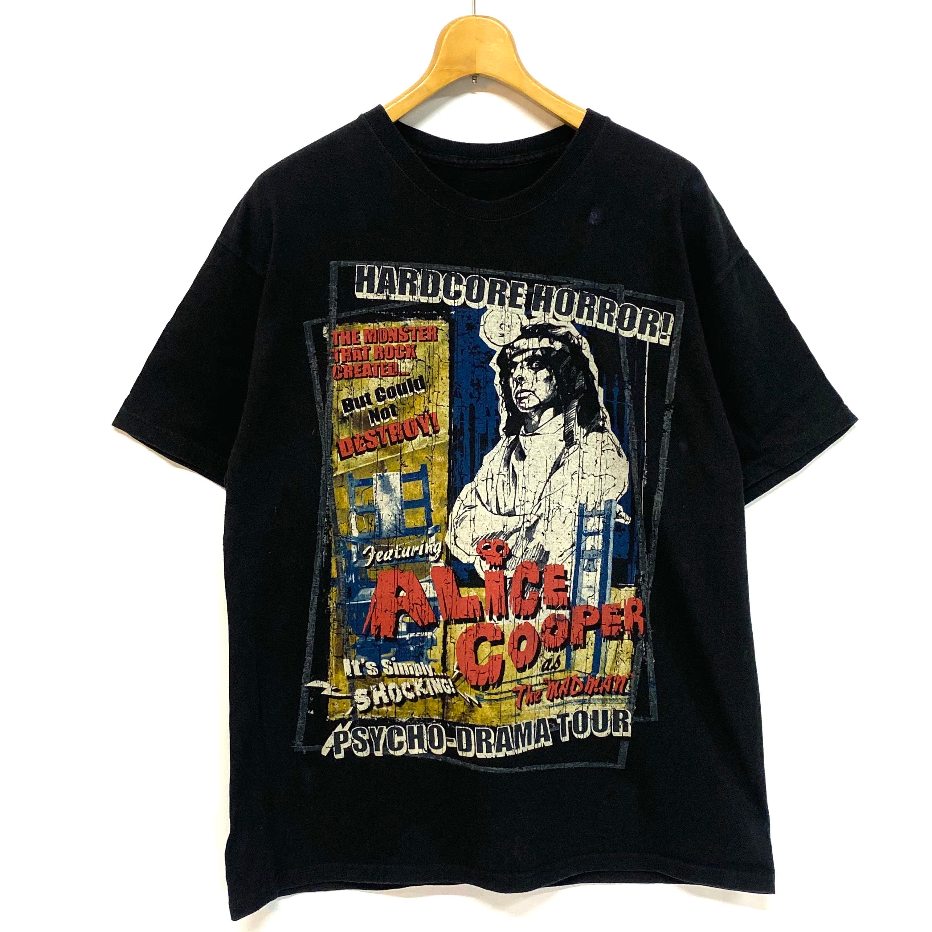 Vintage Rock Item ヴィンテージ ロック 90s ALICE COOPER アリス クーパー プリント クルーネック 半袖 Tシャツ USA製 ブラック 黒 L ロック バンド アーティスト ミュージシャン  トップス カットソー 【メンズ】