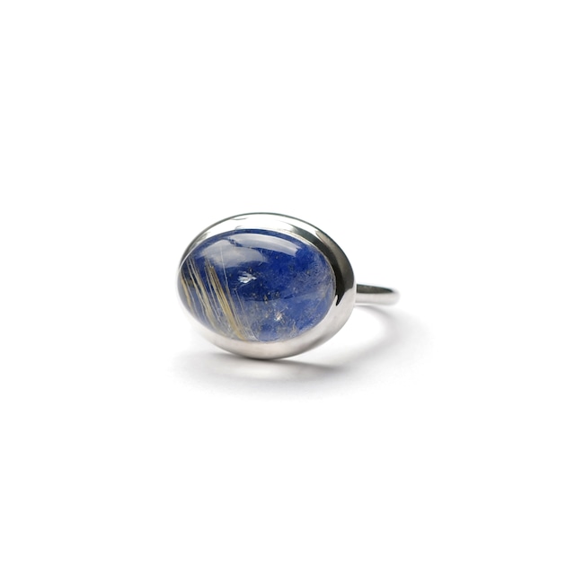 S925 OVAL DOUBLET STONE RING SILVER -LAPIS LAZURI-