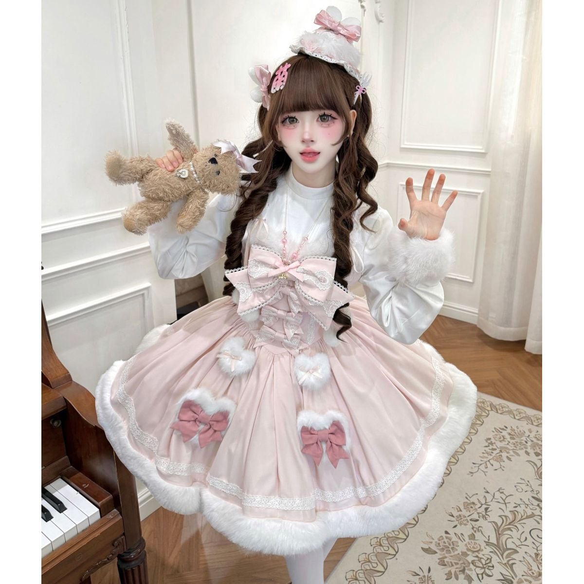 うさ耳ふわもこケープセットアップ：ワンピースセット | Maiden's Rêve