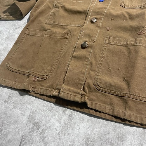 50s LE MINEUR 刺繍タグ ブラウン コットンツイル メタルボタン フレンチワークジャケット 詳細写真16