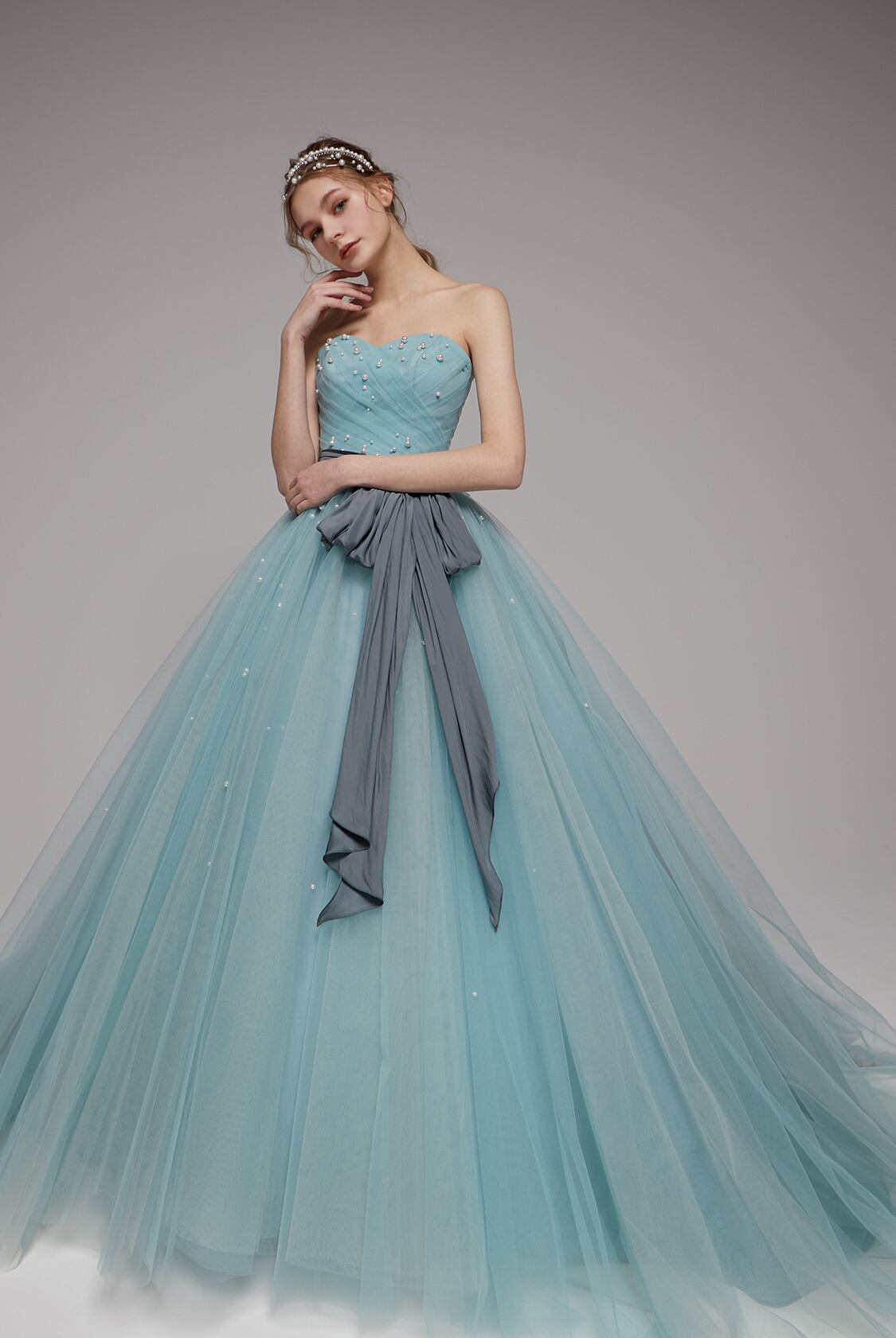 高品質！ ウェディングドレス カラードレス サッシュベルト 爽やかで  