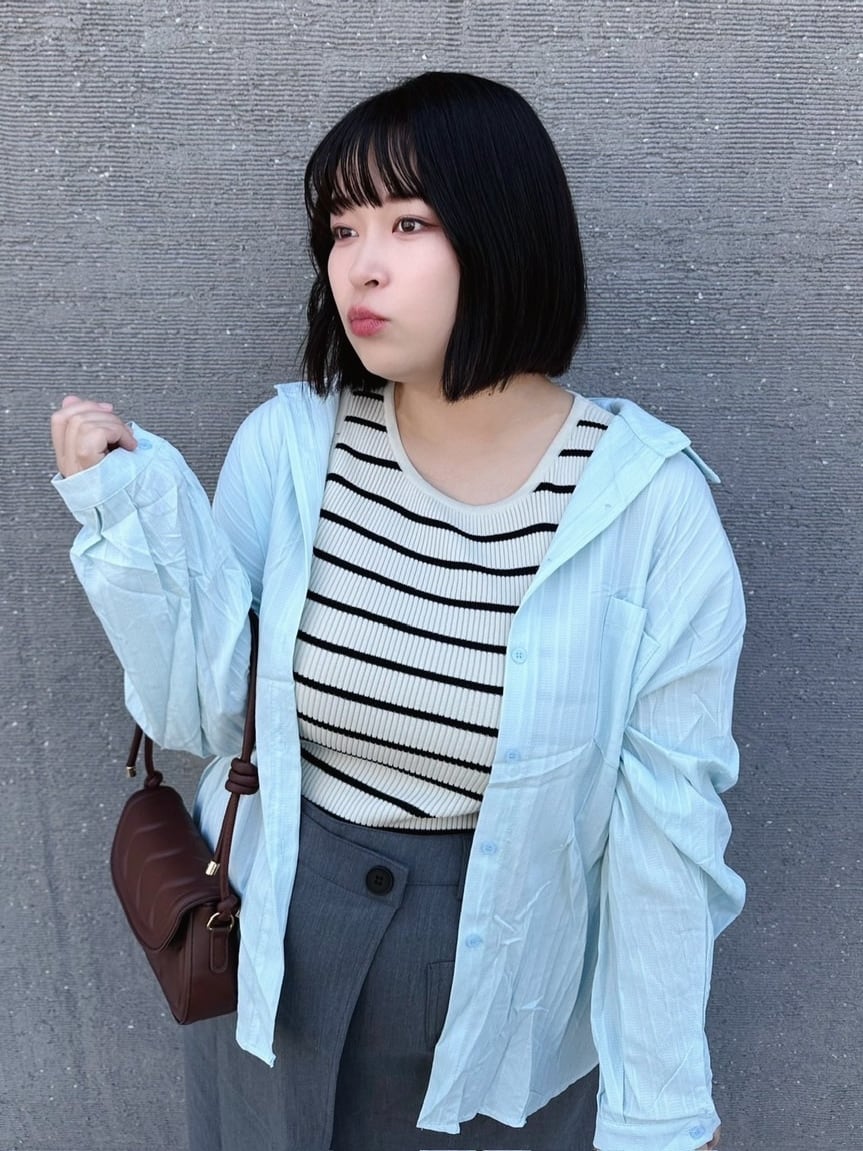 大人の爽やかマストアイテム ソリッドシアーオーバーシャツ 長袖 シンプル オフィス カジュアル 大きいサイズ 韓国 CH9032