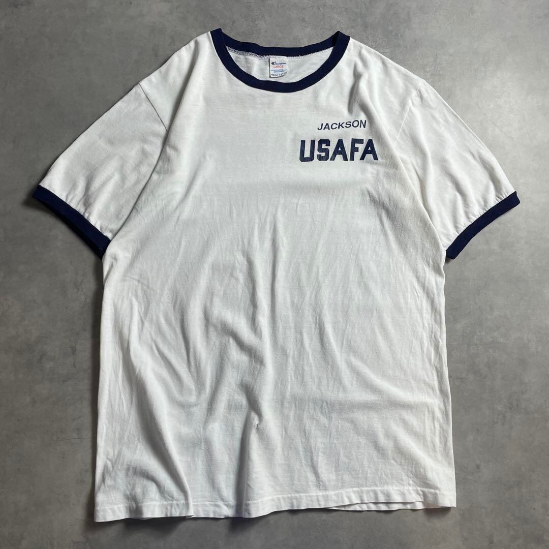 80s USA製 Champion トリコ USAFA リンガー T-shirt