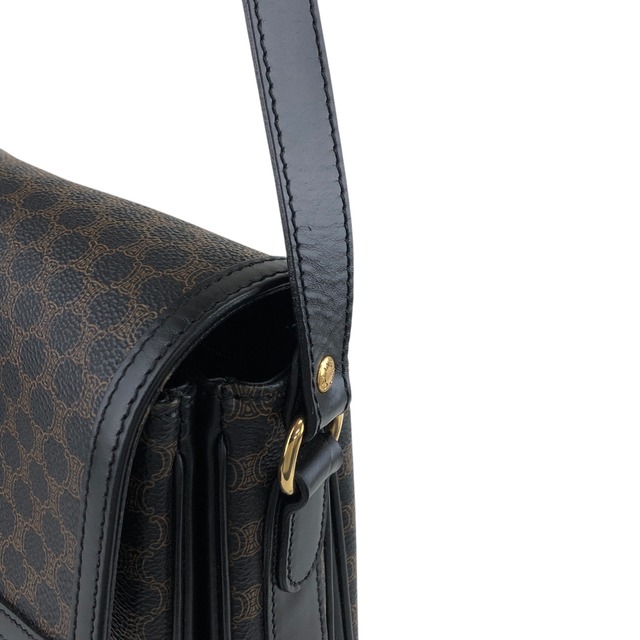 CELINE セリーヌ マカダム ショルダーバッグ ブラック フロントバックル PVC レザー  vintage ヴィンテージ オールド n5nr8t