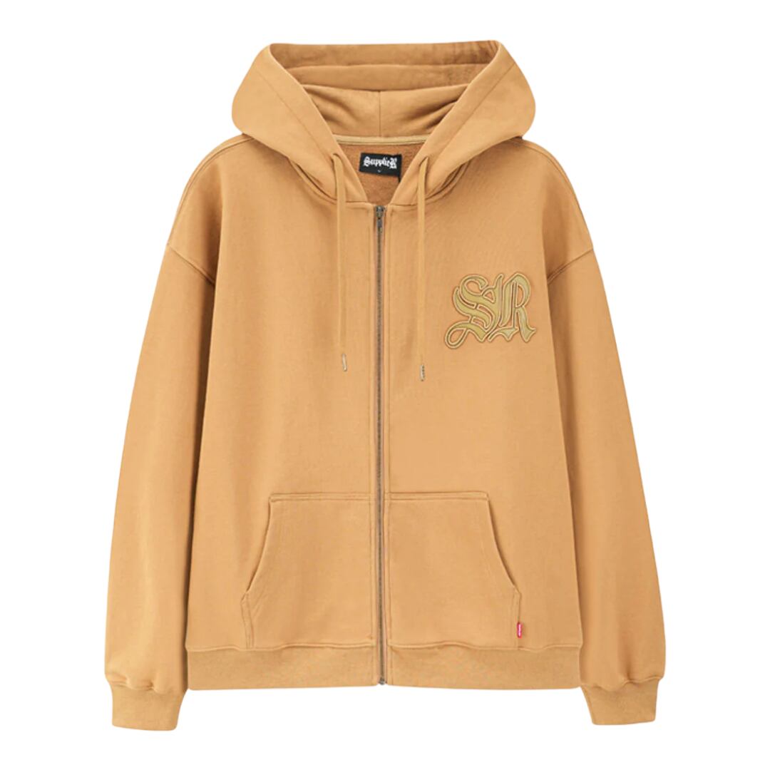 【SUPPLIER】Cross Leather Patch Zip Hoodie