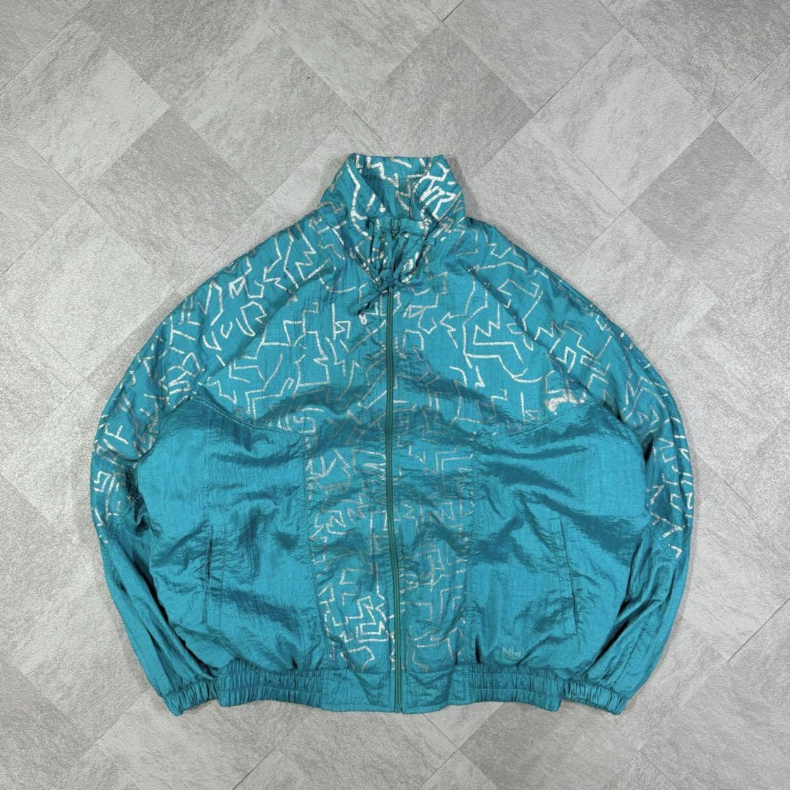 極上】アディダス ナイロンジャケット 80s 銀タグ ロゴ刺繍 一点物  