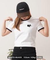 ◆ハート刺繍 リンガーネックTシャツ◆ng-55215