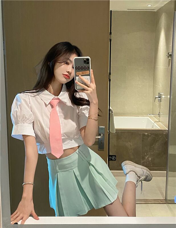 スリーブシャツ サマースタイルショートホワイト半袖トップス ハーフスリーブ 大人ガーリー スウィート キュート カジュアル 夏物 ブラックストロベリース36485639601