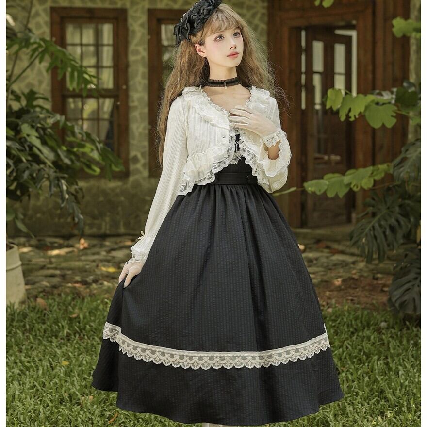 陽だまりにほどける白レース フリル襟姫袖クラロリ系カーディガン
