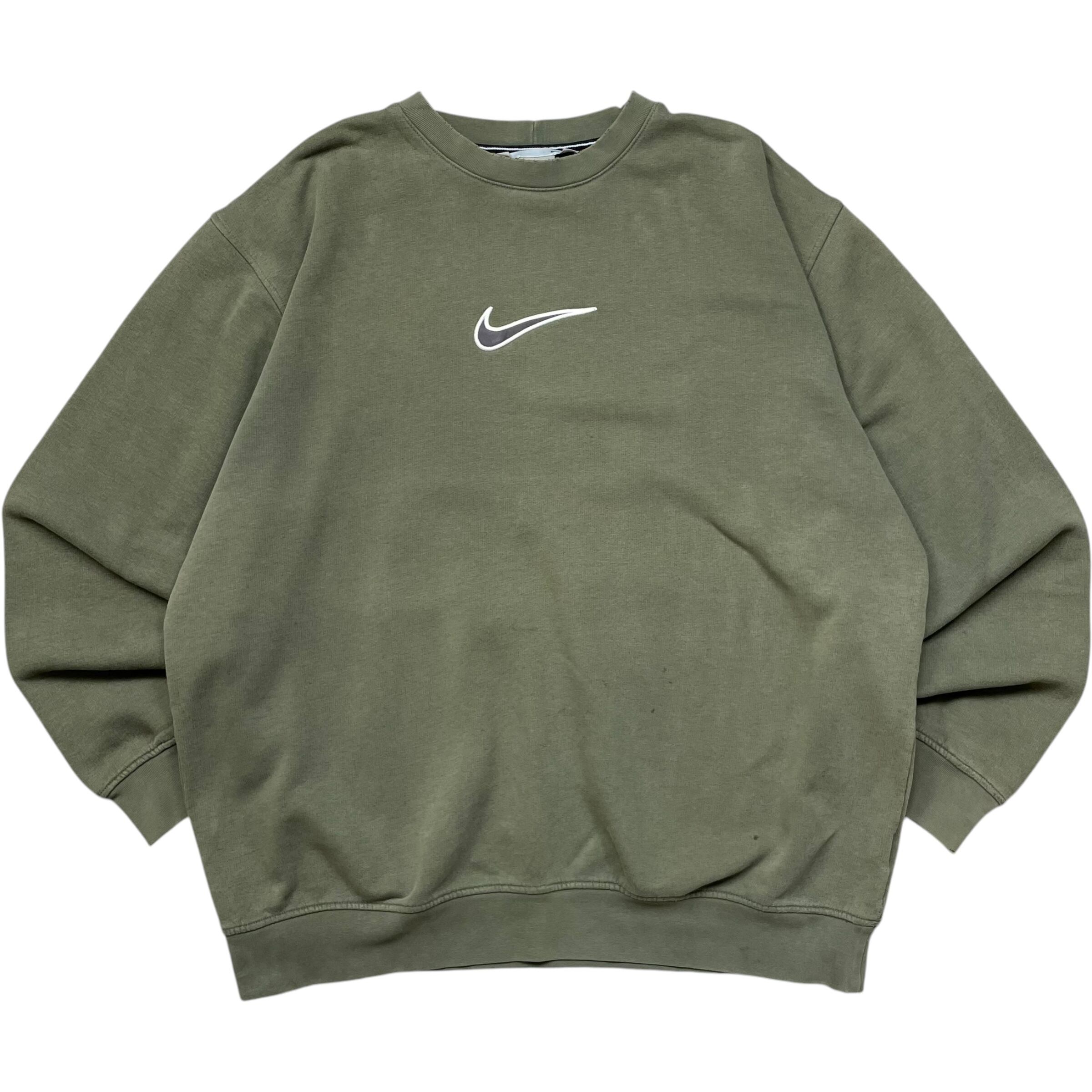 《XXL》NIKE ナイキ ワンポイント ロゴ 刺繍 スウェット カーキ no.5501