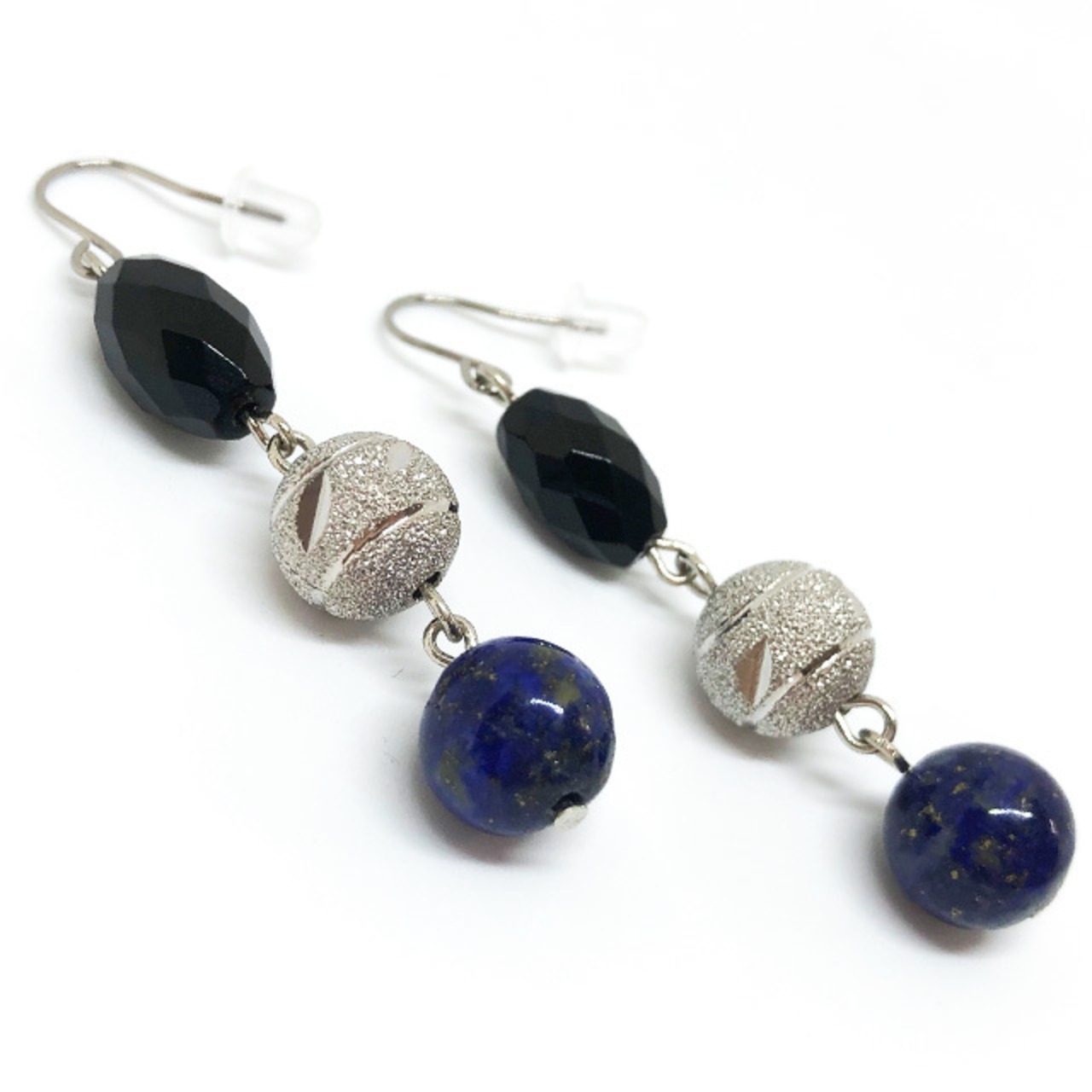 ラピスラズリ＆オニキス ロングピアス＆イヤリング sl3_6_20200428tp04