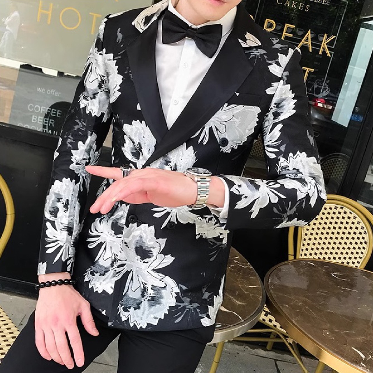 パーソナライズされたメンズダブルブレストジャケット　韓国スタイルのシングルピース　JA002