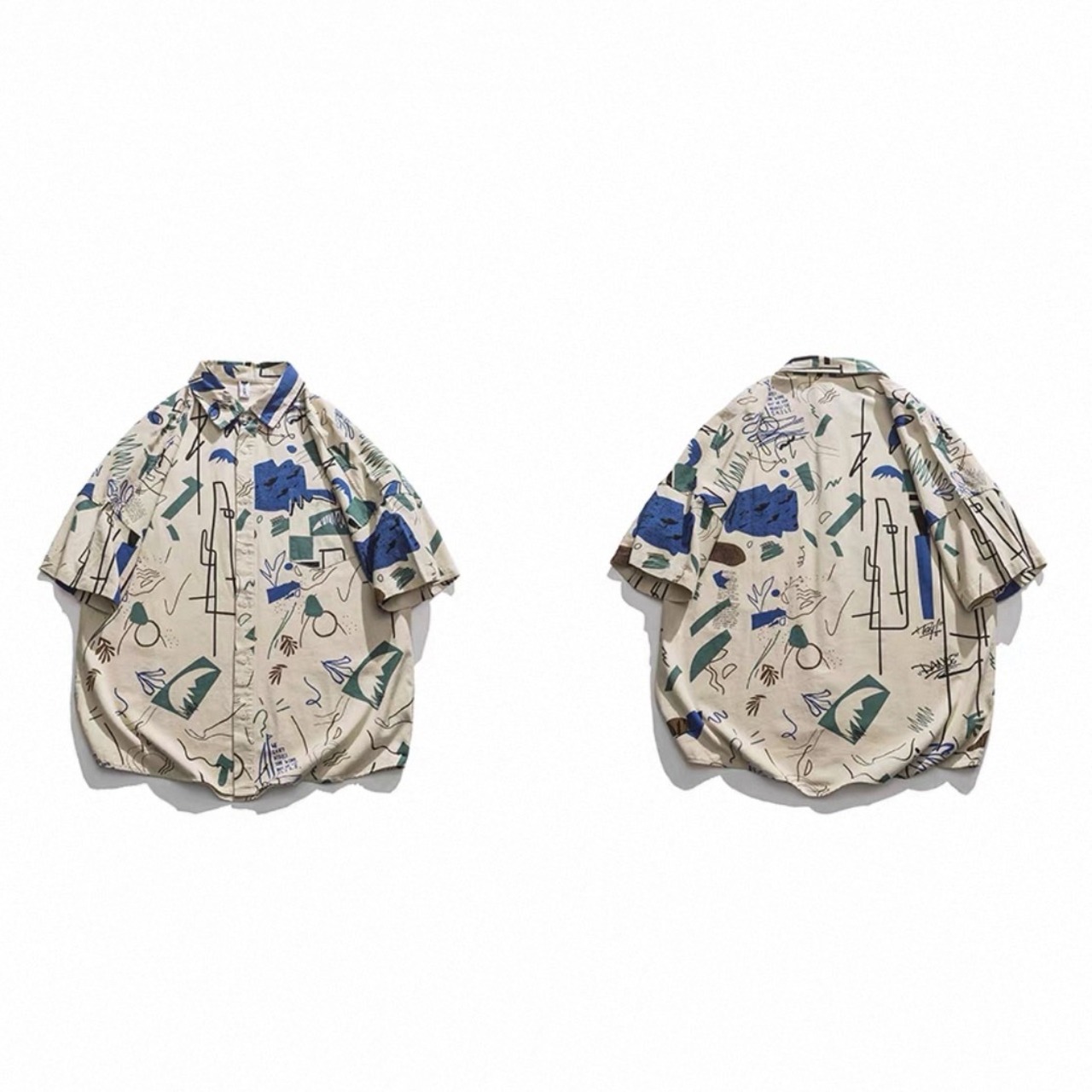 Graffiti print open collar shirt 1428 - 6