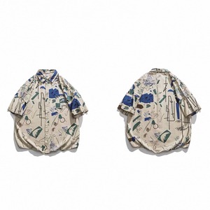 Graffiti print open collar shirt 1428