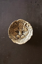 フランス ヒポコンデリー気質の尨猫とトレイ ブロンズ アンティーク