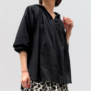 mizuiro ind hooded gather neck shirt