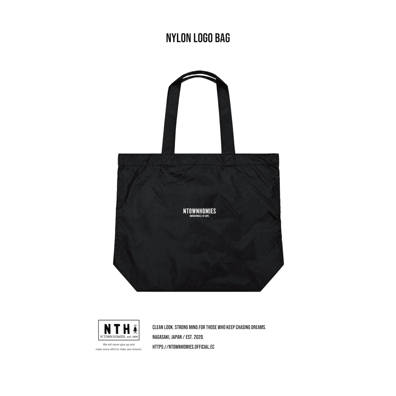 【受注生産】NYLON LOGO BAG color Black - 1