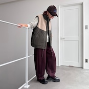【受注予約:10月上旬入荷予定】ピーチボア切替中綿vest/カーキ