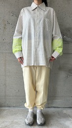 今宿手芸ちま ×SAJI sleeve loop embroidery shirt