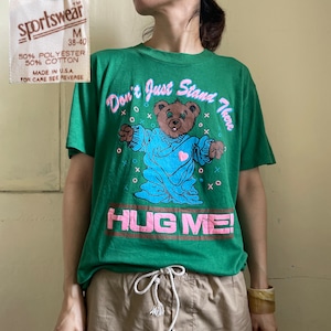 【1545】Tシャツ 80s HUG ME クマ ヴィンテージ Tシャツ