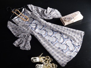 ★中国シルク100％☆Ｍ☆やさしい色プリントワンピ(OPN7516)