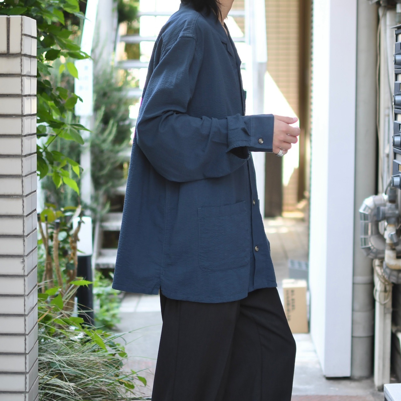 OLD NAVY seersucker coverall navy