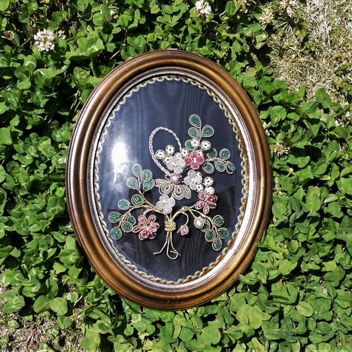 ボタニカルアートワイヤーの額装　ヴィンテージドイツ伝統工芸　