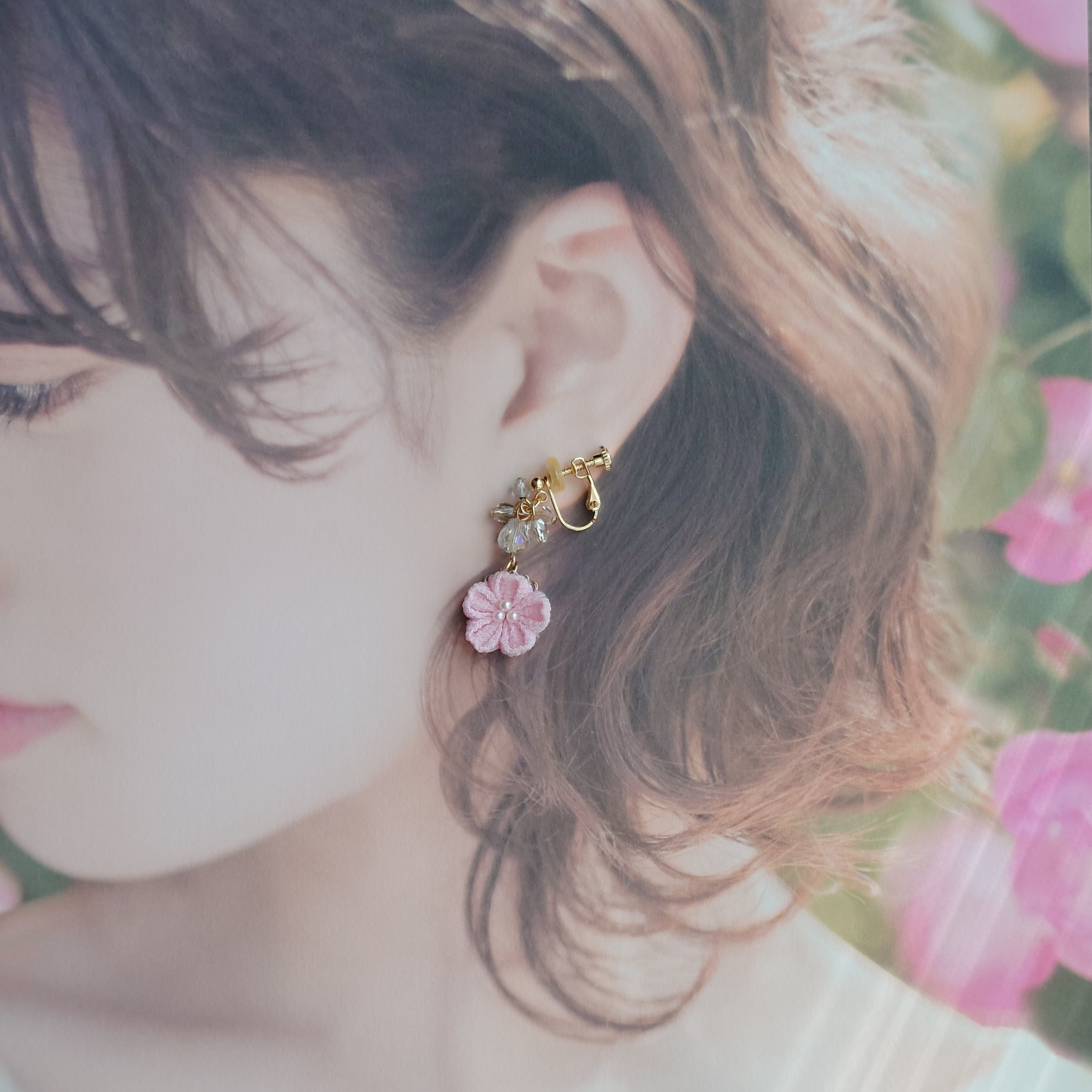 つまみ細工の桜 イヤリング/ピアス | Pay ID