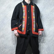 ethnic design wool jacket